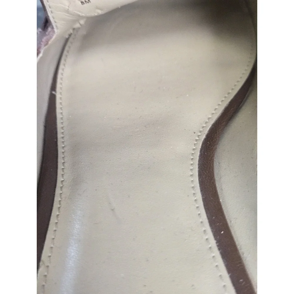 Michael Kors Tiffanie Flat‎ Mule Brown Leather 8 Slide Preppy Designer Office